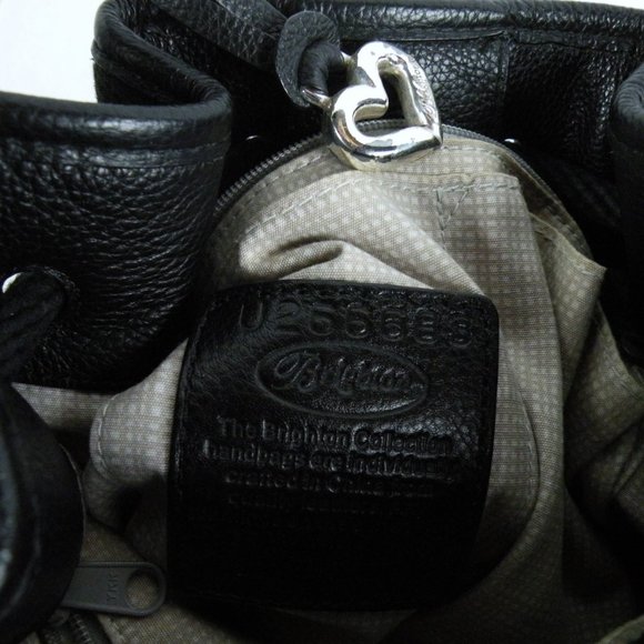 RARE Brighton Alder Black & Taupe Striped Leather Tassel Shoulder Crossbody Bag - Picture 9 of 10